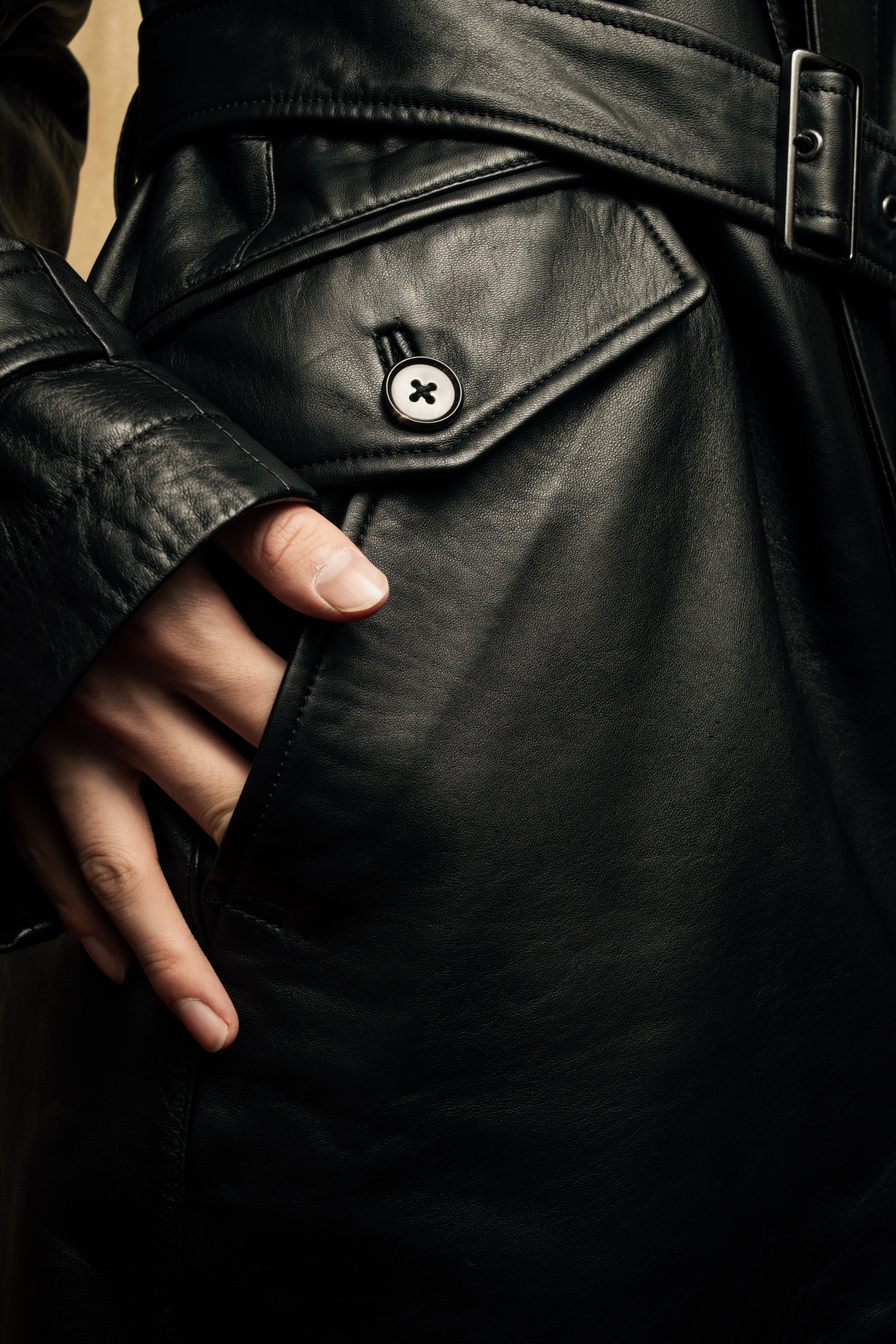 "DURBAN" Double zipper sheepskin leather coat