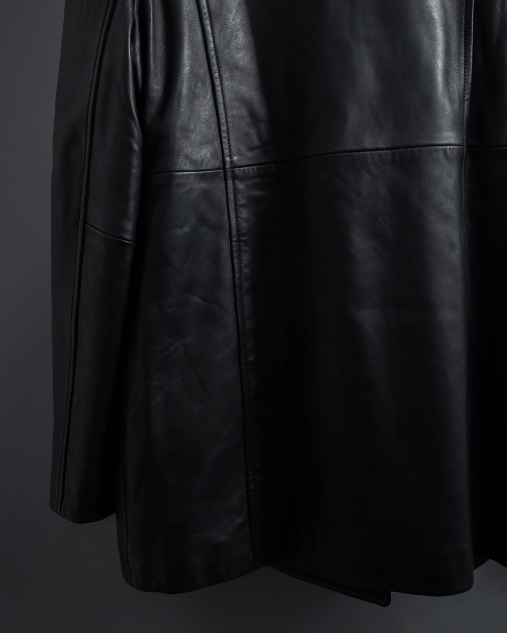 "COACH" Double-breasted panel work design leather coat