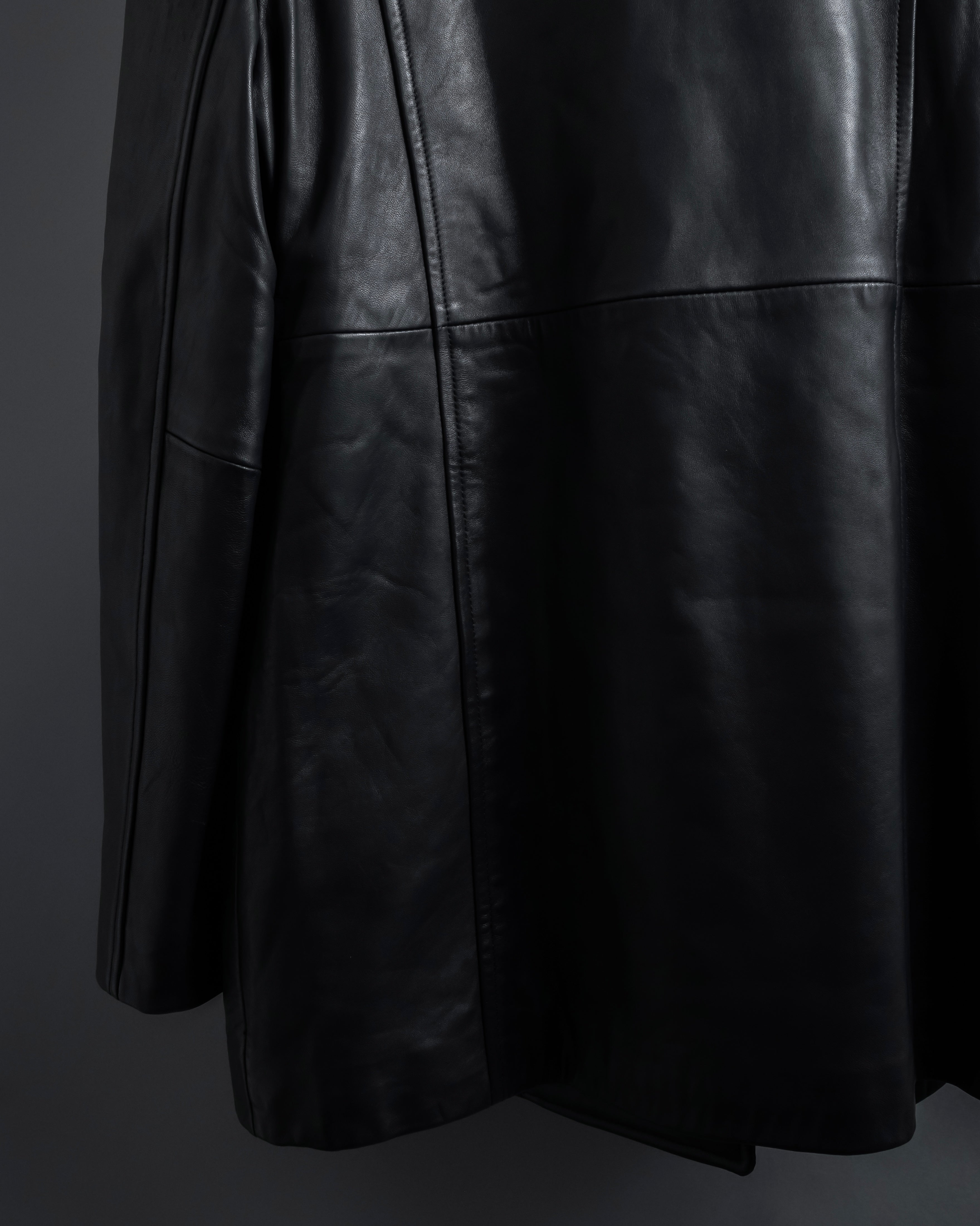 "COACH" Double-breasted panel work design leather coat