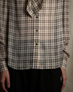 "Saint Laurent" Lame check pattern bow tie shirt