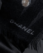 "CHANEL" Pearl fringe design gauze scarf