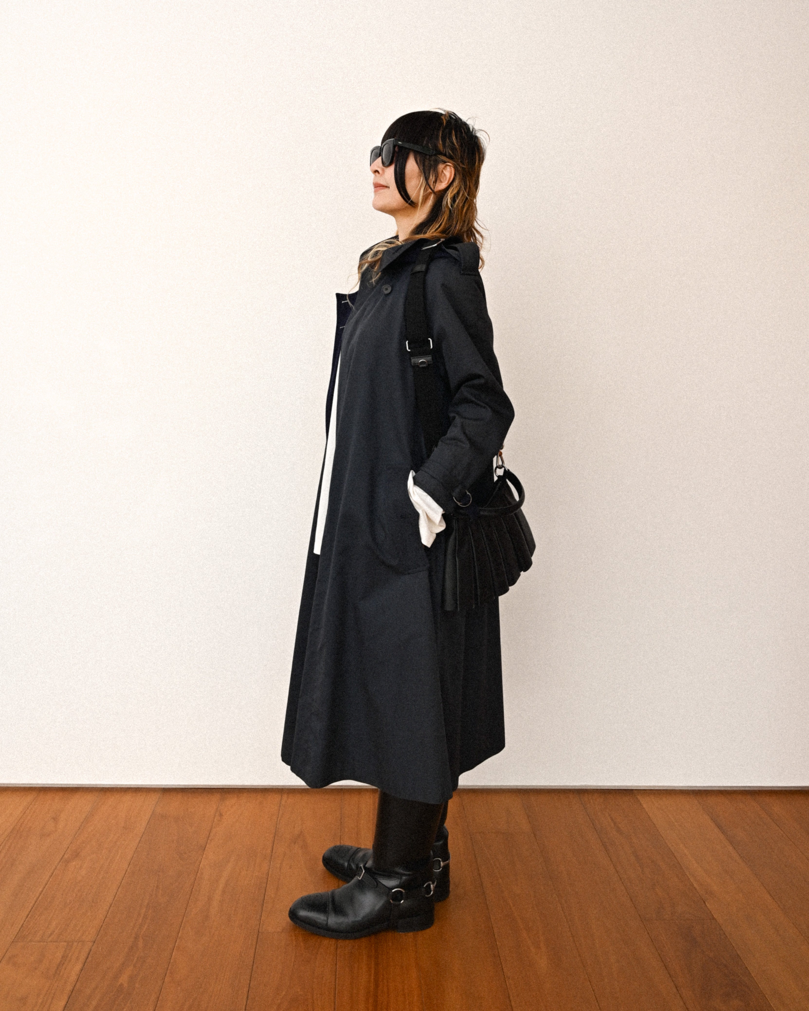 Chloe/ Beautiful A-Line Silhouette Trench Coat Navy