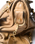 BALENCIAGA/ “Giant City” Gold Studs 2 Way Handbag Beige
