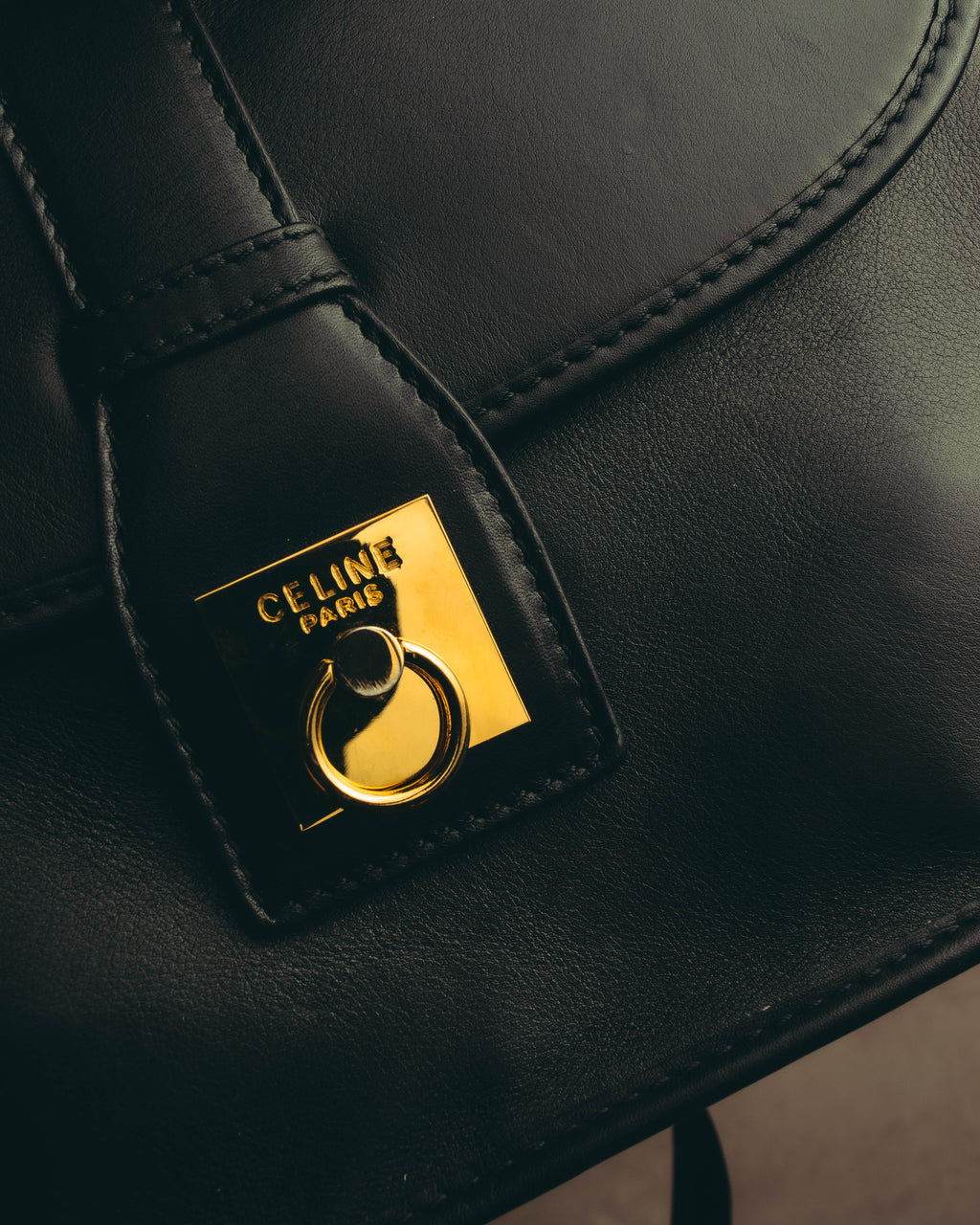 “CELINE” 90’s-00’s Ring lock leather shoulder bag