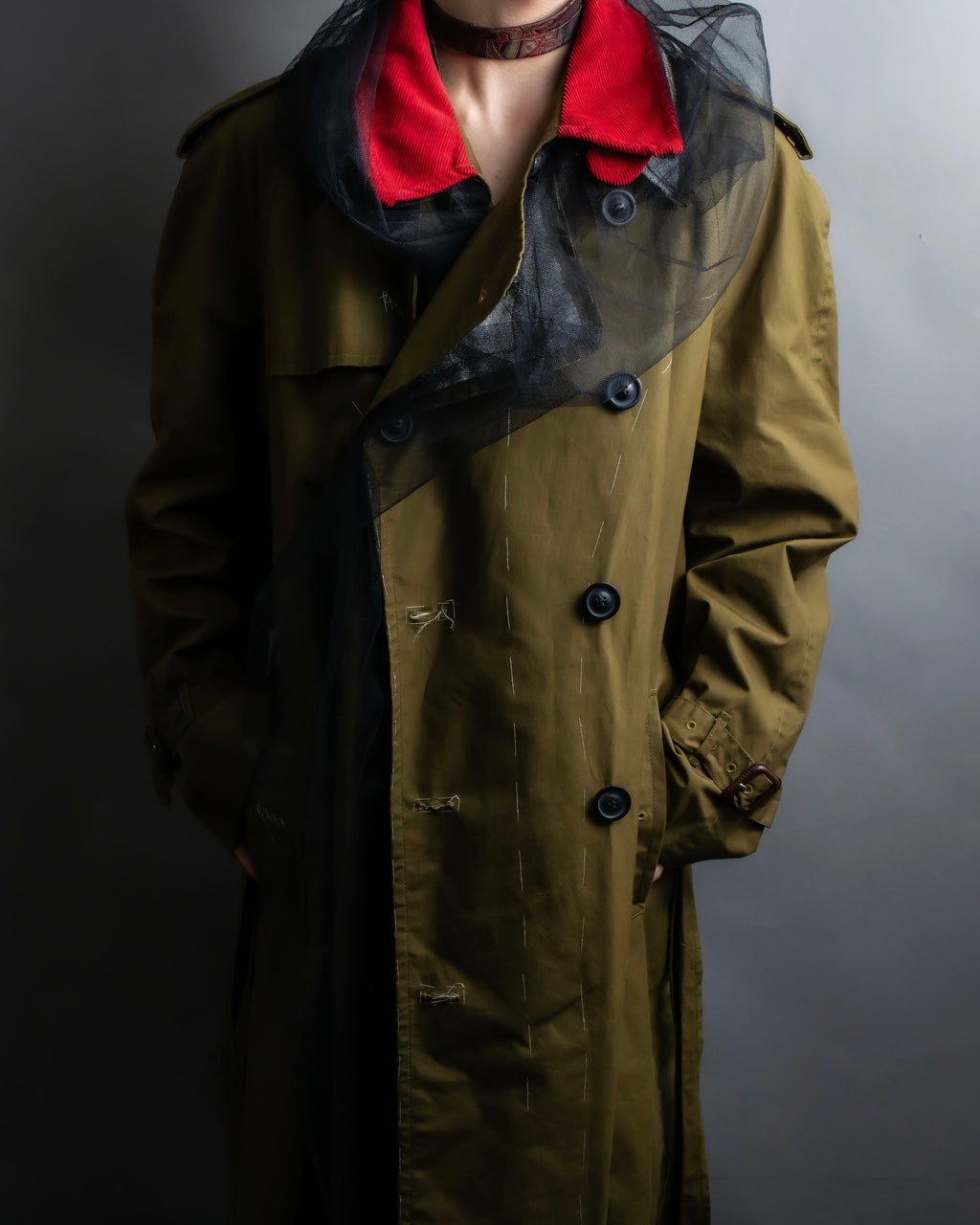"MAISON MARGIELA" 20AW reconstructed tulle docking trench coat
