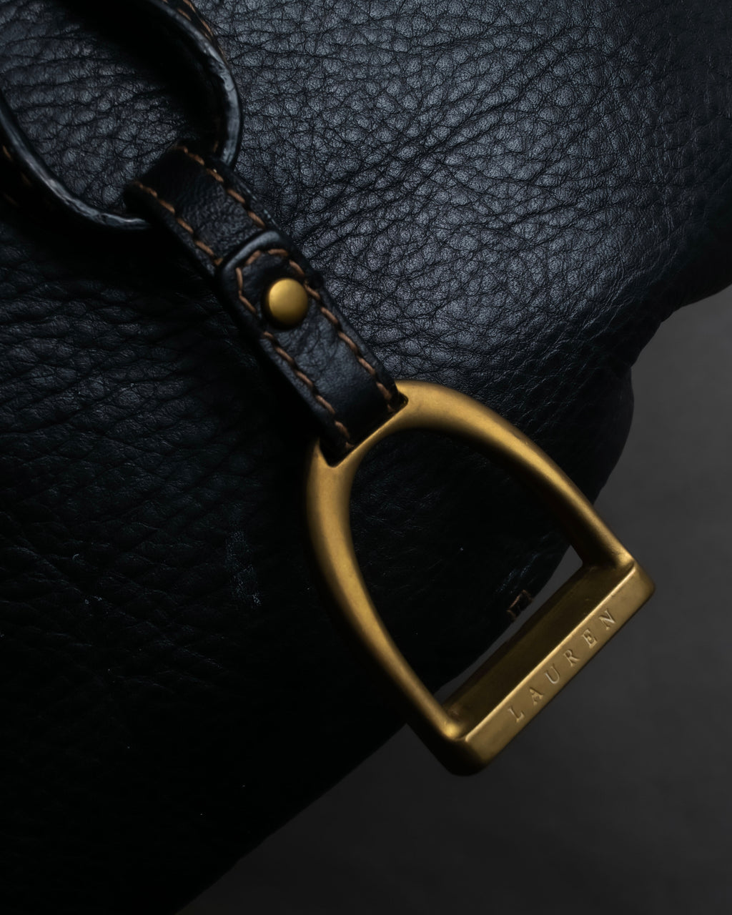 "Ralph Lauren" Saddle＆stirrup motif grained leather shoulder bag