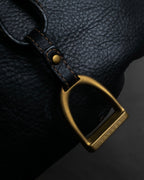 "Ralph Lauren" Saddle＆stirrup motif grained leather shoulder bag