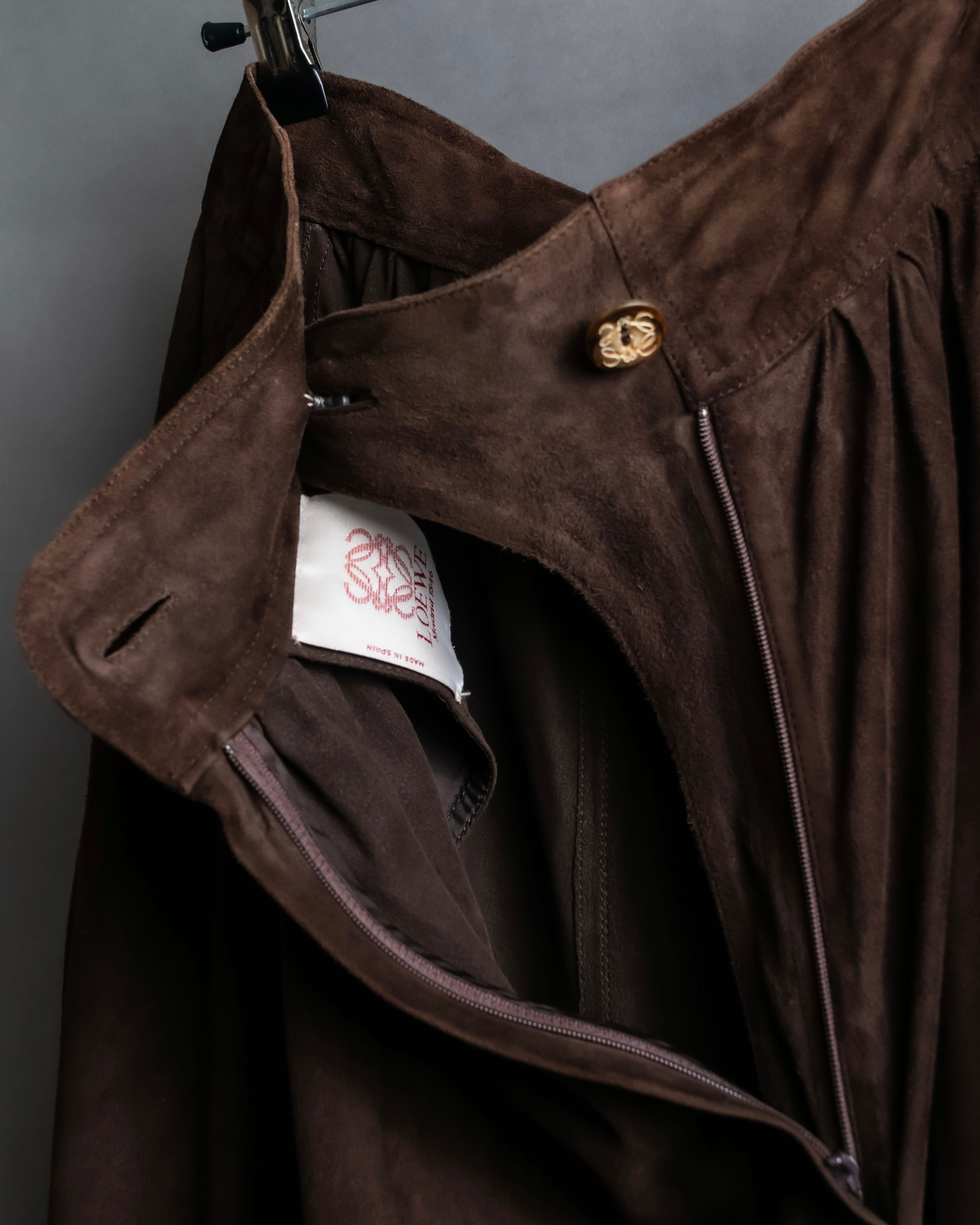 "LOEWE" Dark brown color gathered design wide pants