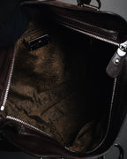 "Salvatore Ferragamo" 00’s suede gancini gathered bowling bag