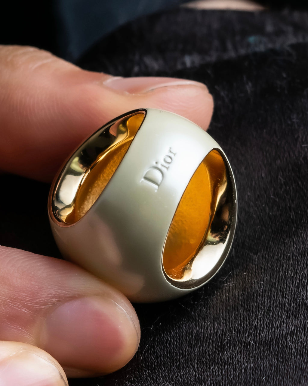 "Christian DIOR" Balloon detail logo design ring