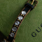 "GUCCI" Double G motif rhinestone leather bracelet