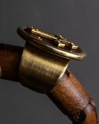 "JEAN PAUL GAULTIER" Cross motif leather panel gold ring