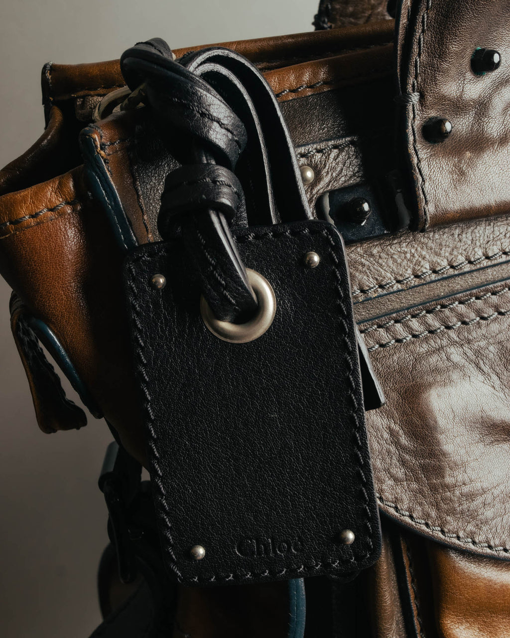 "Chloé" 2000's two-tone leather structured tote bag