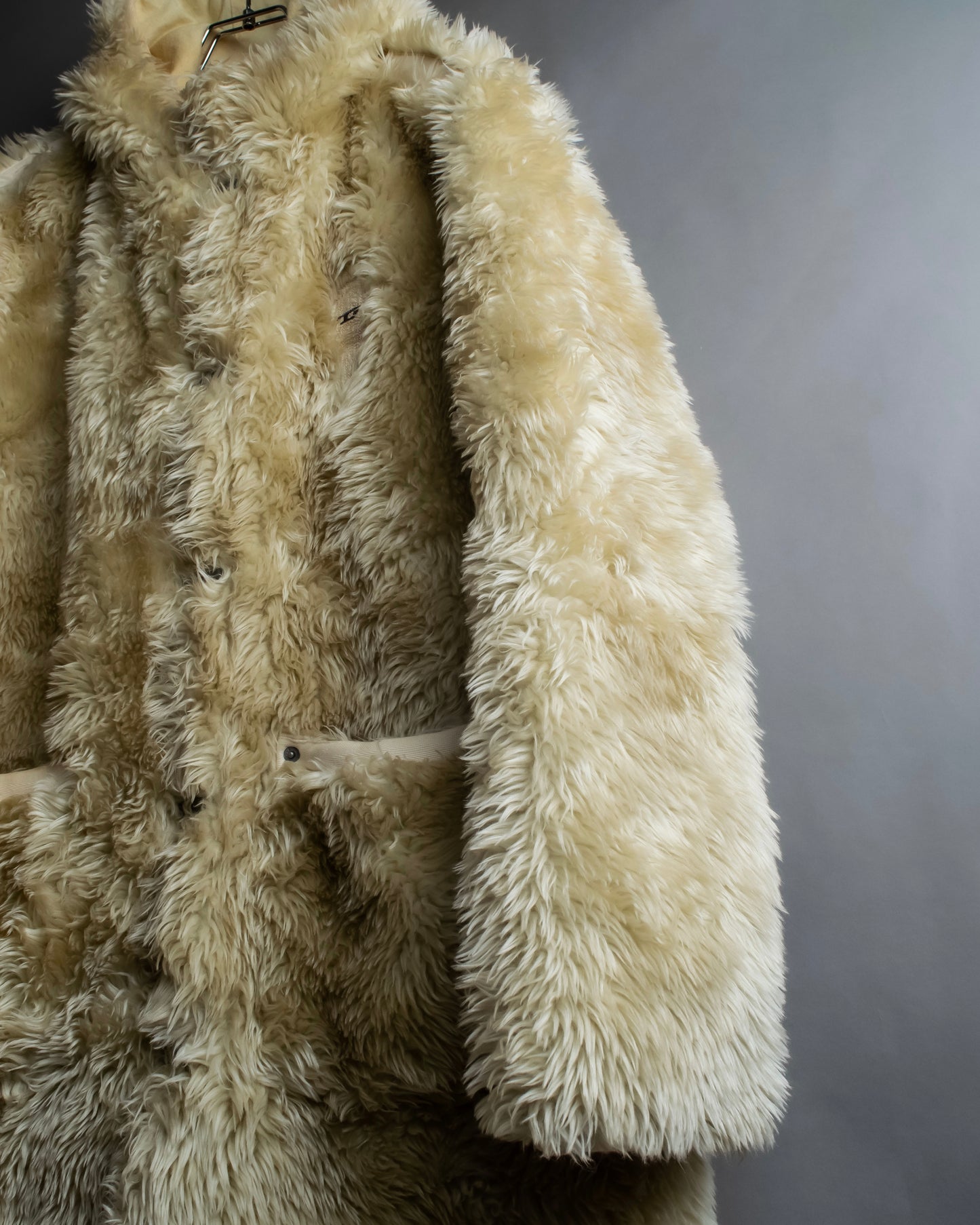 "DIESEL" Double zipper hooded long fur coat