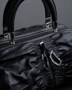 "Christian Dior" CD motif charm design gathered leather hand bag