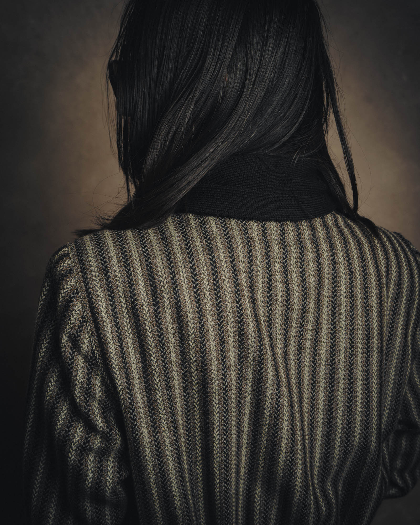 -SPECIAL- “GUCCI” 80’s-90’s Textured striped shawl collar long coat