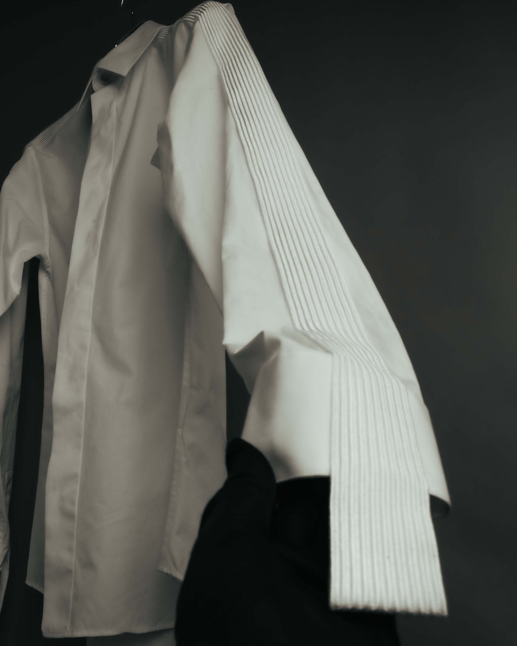 -SPECIAL- "Dior" 10's-20's Sculptural cord embellished concealed placket long sleeve dress shirt