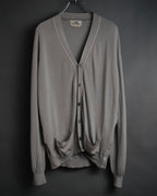 “HERMES” 2000’s Lambskin trimmed high gauge wool cardigan