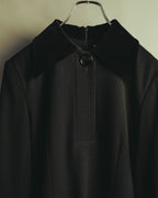 "CELINE" 80's Velvet collar maxi coat dress