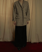 "GUCCI" 80’s checked wool shawl collar jacket