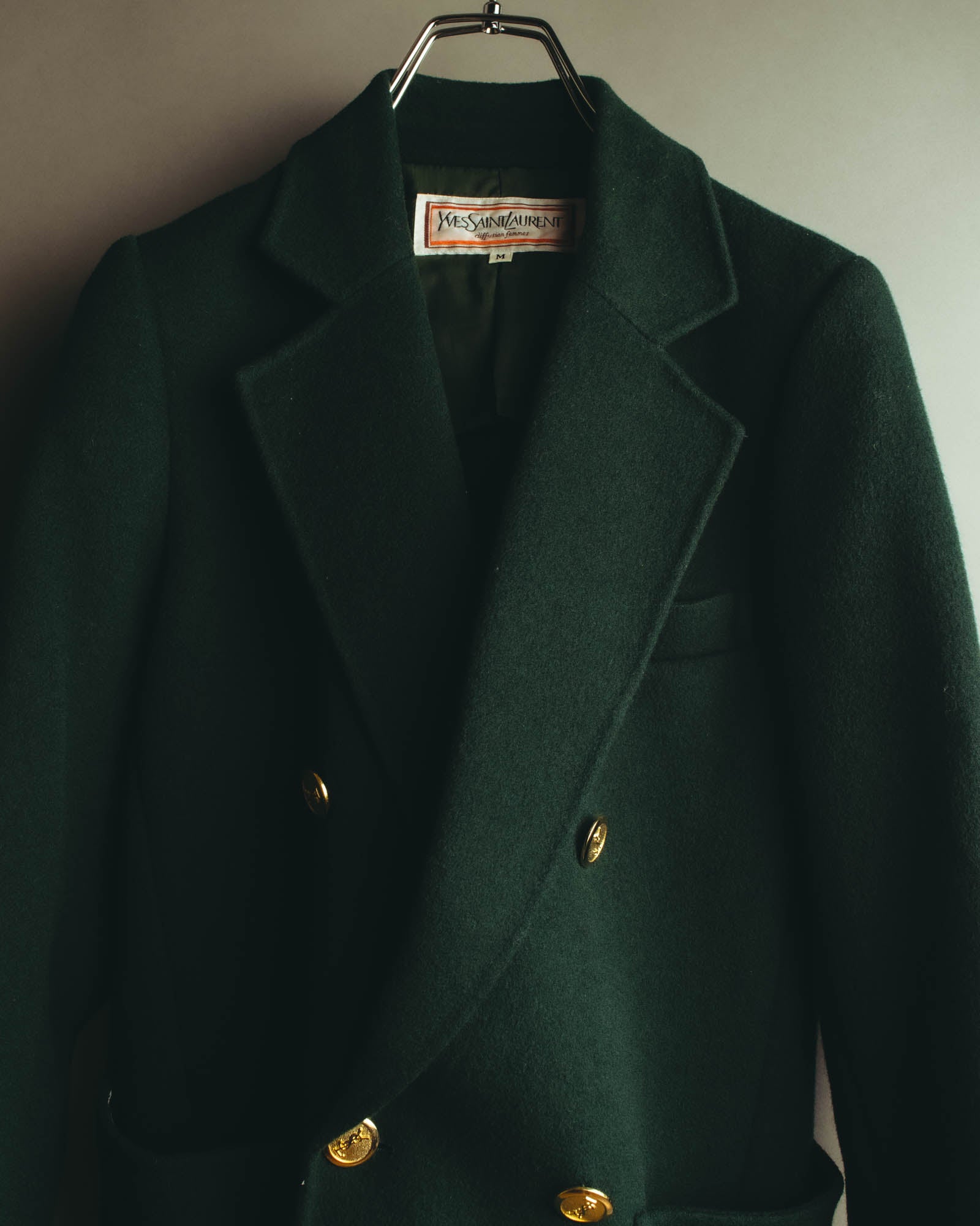 "Yves Saint Laurent" late 80's-early 90's Structured wool mohair double breasted coat