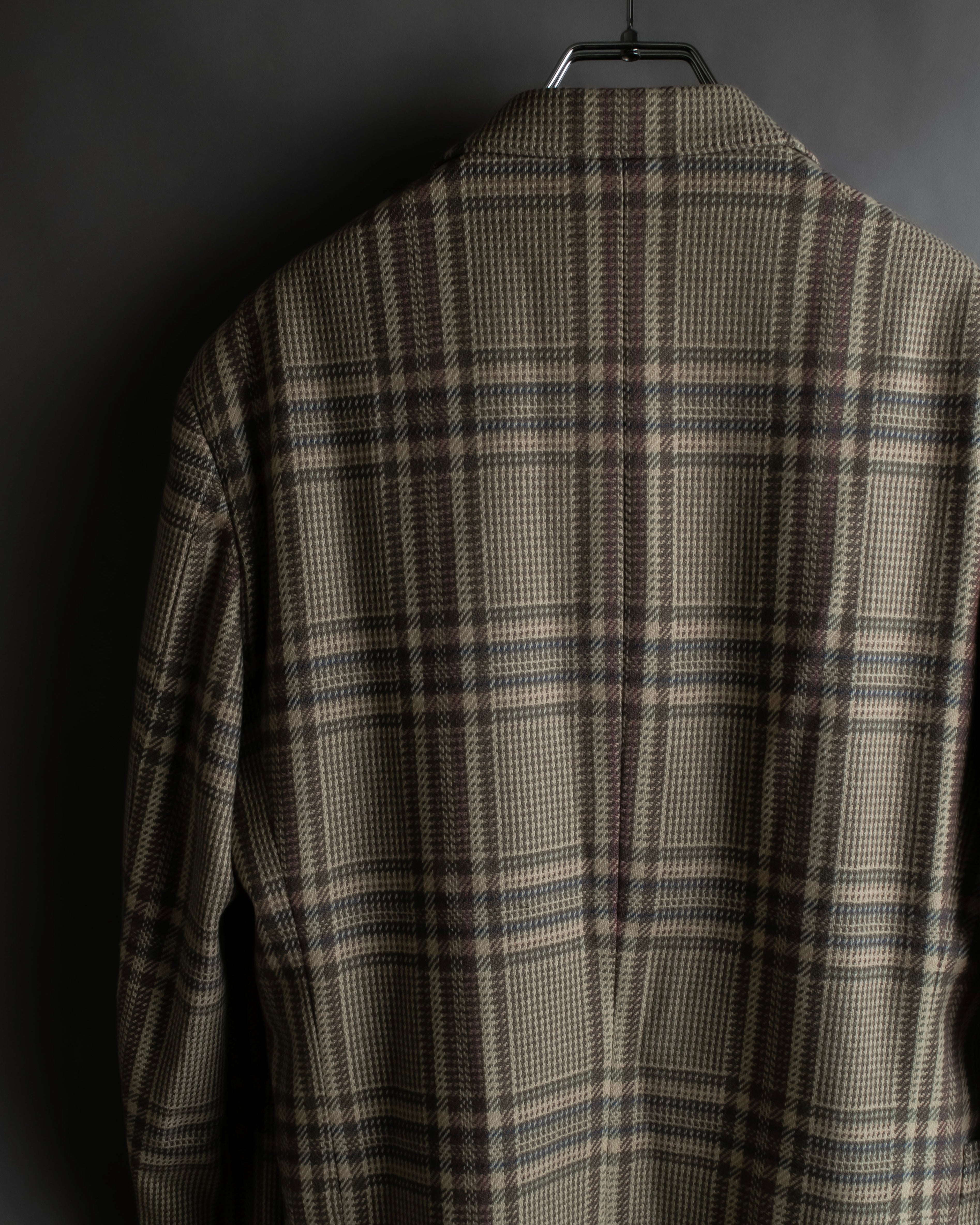 "BURBERRYS" Windowpane pattern tweed tailored jacket