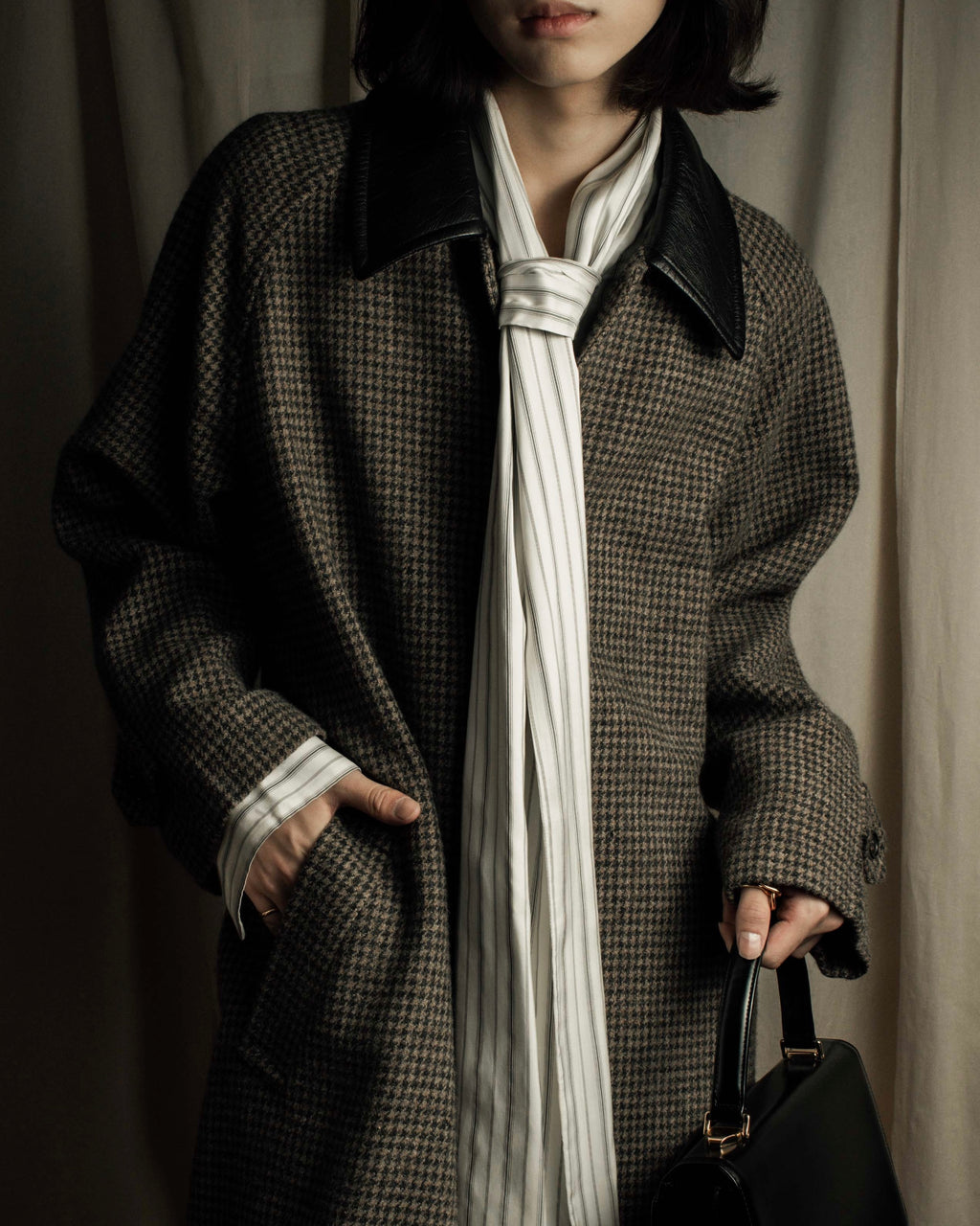 "MAISON MARGIELA" 16SS bowtie design striped long shirt