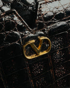 "valentino garavani" 70's-80's Vintage genuine crocodile leather shoulder bag