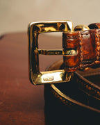 -SPECIAL- “LOEWE” 80’s-90’s Crocodile pattern anagram leather belt
