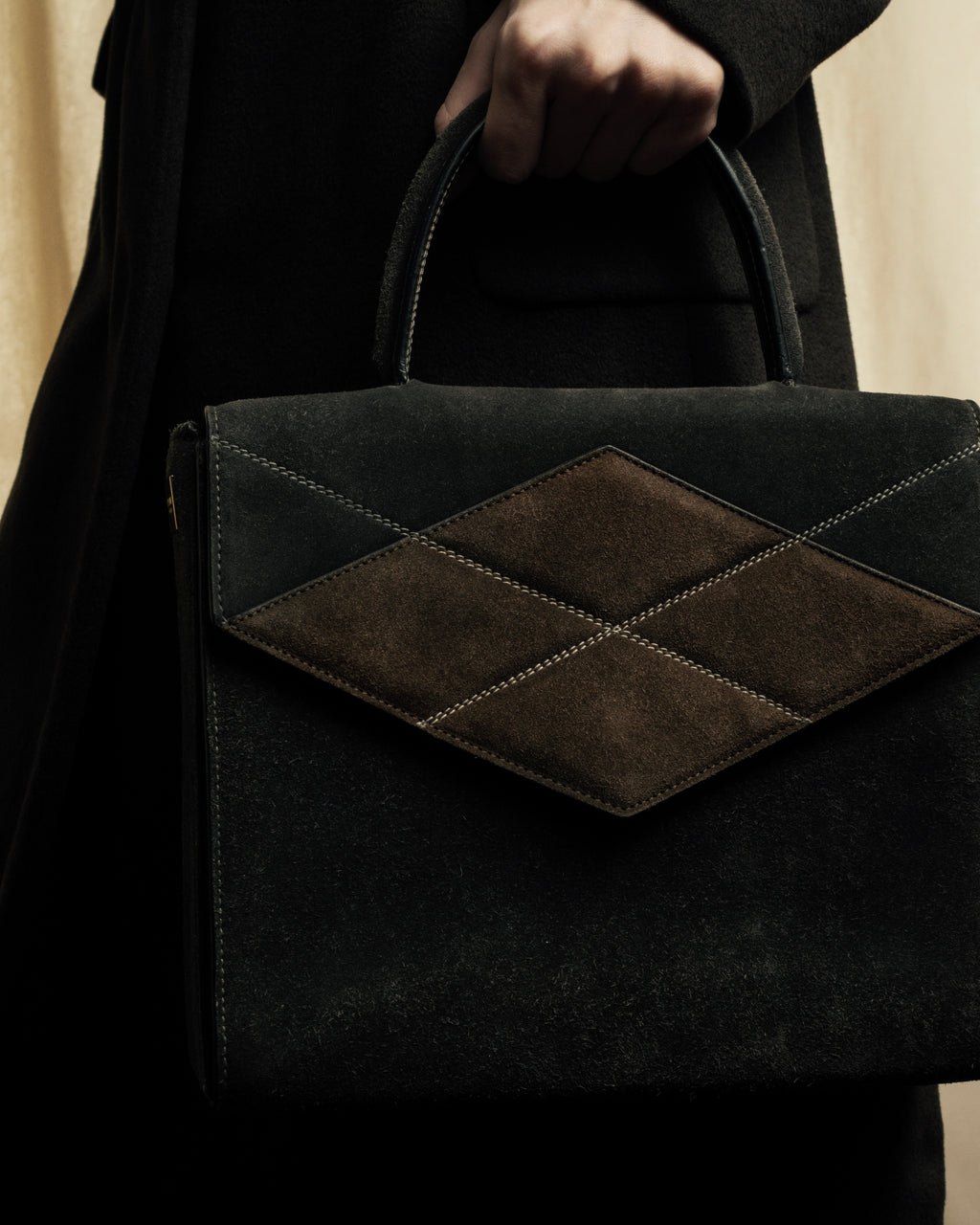 "CELINE" Losange design suede combination bag