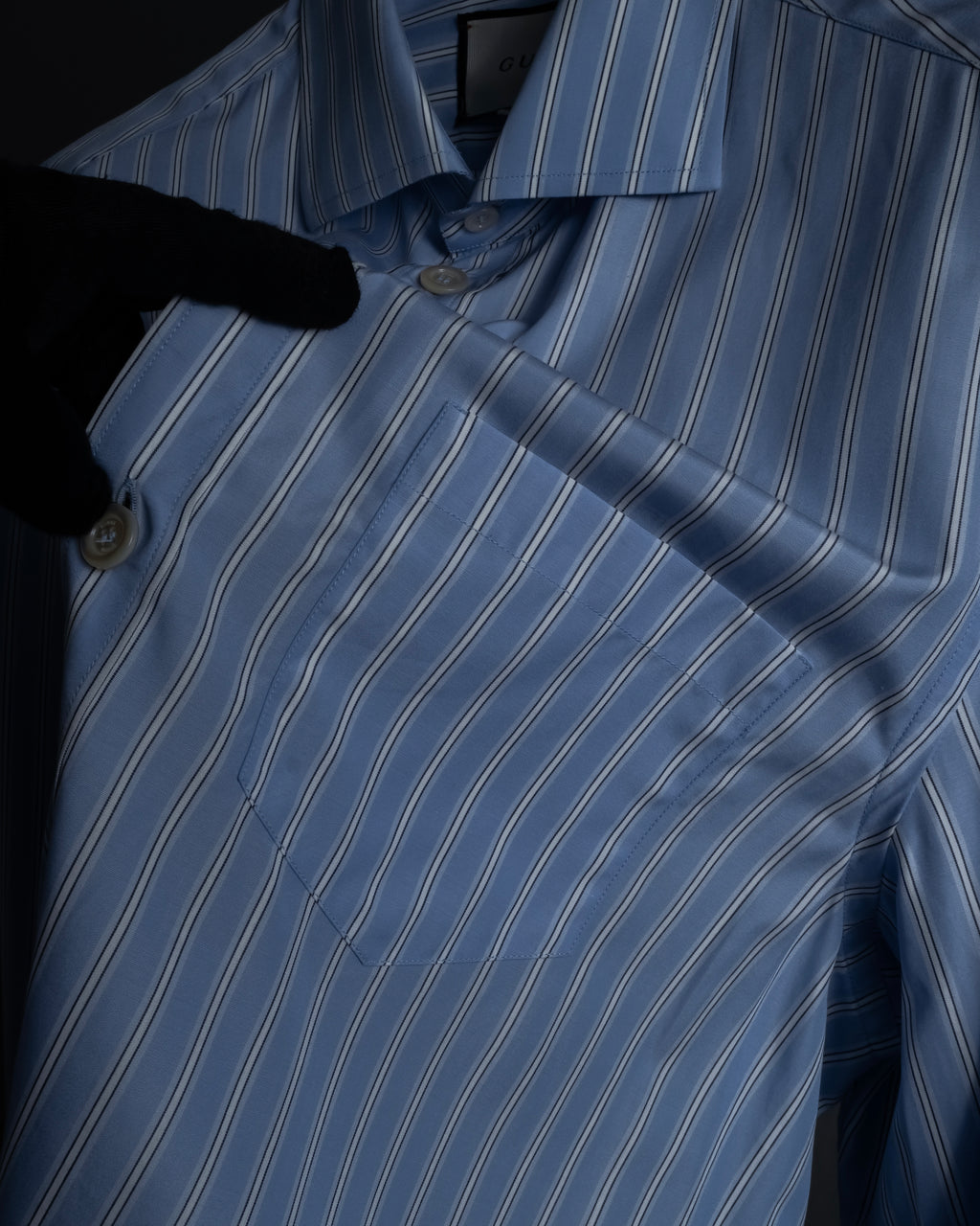 "GUCCI" Michele period brand code embroidered striped shirt