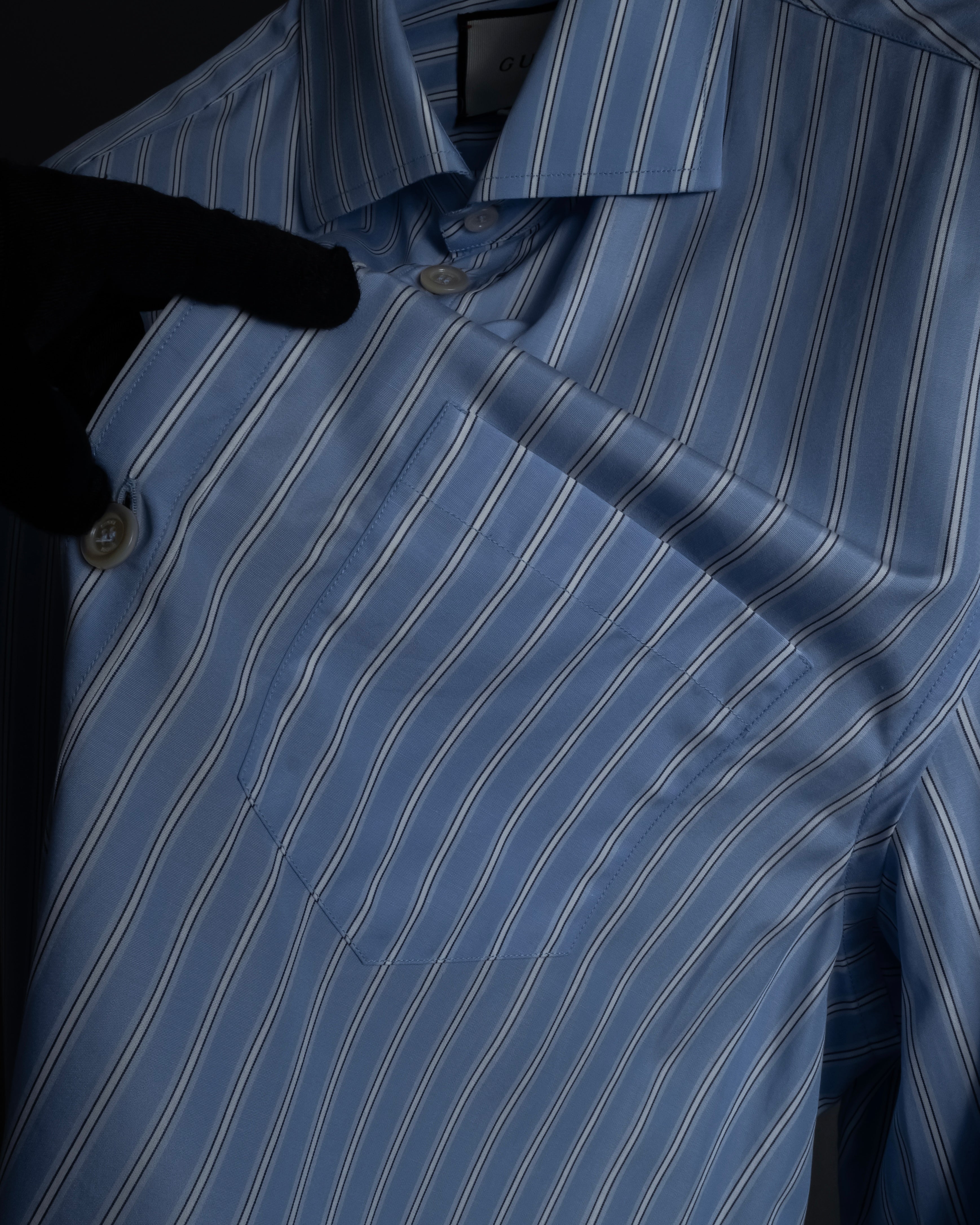 "GUCCI" Michele period brand code embroidered striped shirt