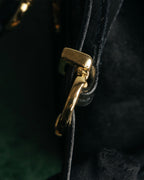 “Salvatore Ferragamo” 1995 Double gancini suede leather handbag