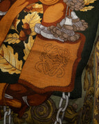 “LOEWE” 90’s–00’s Equestrian motif wool silk fringe scarf