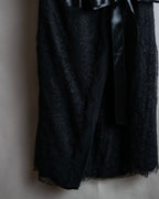 "RED VALENTINO"Ribbon belted design lace black dress