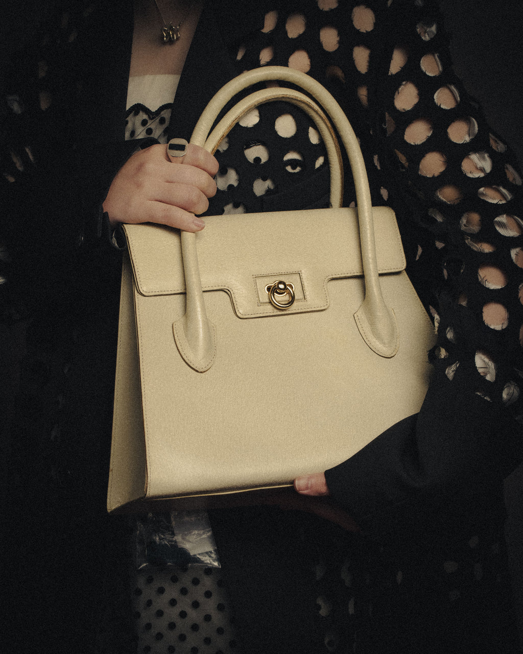 “VALENTINO GARAVANI” 90’s structured top handle leather bag