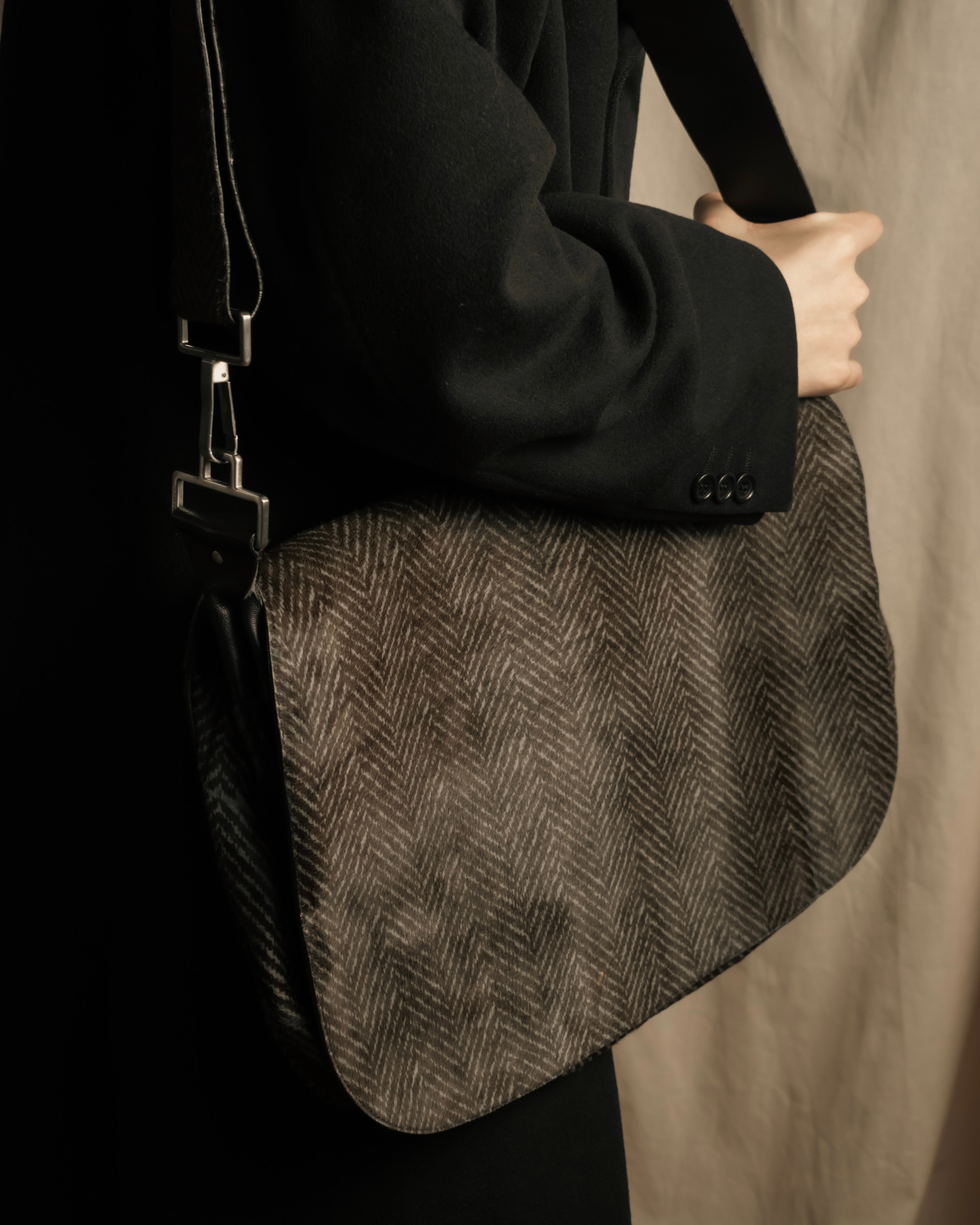 "JIL SANDER" Large flap design Harako leather shoulder bag