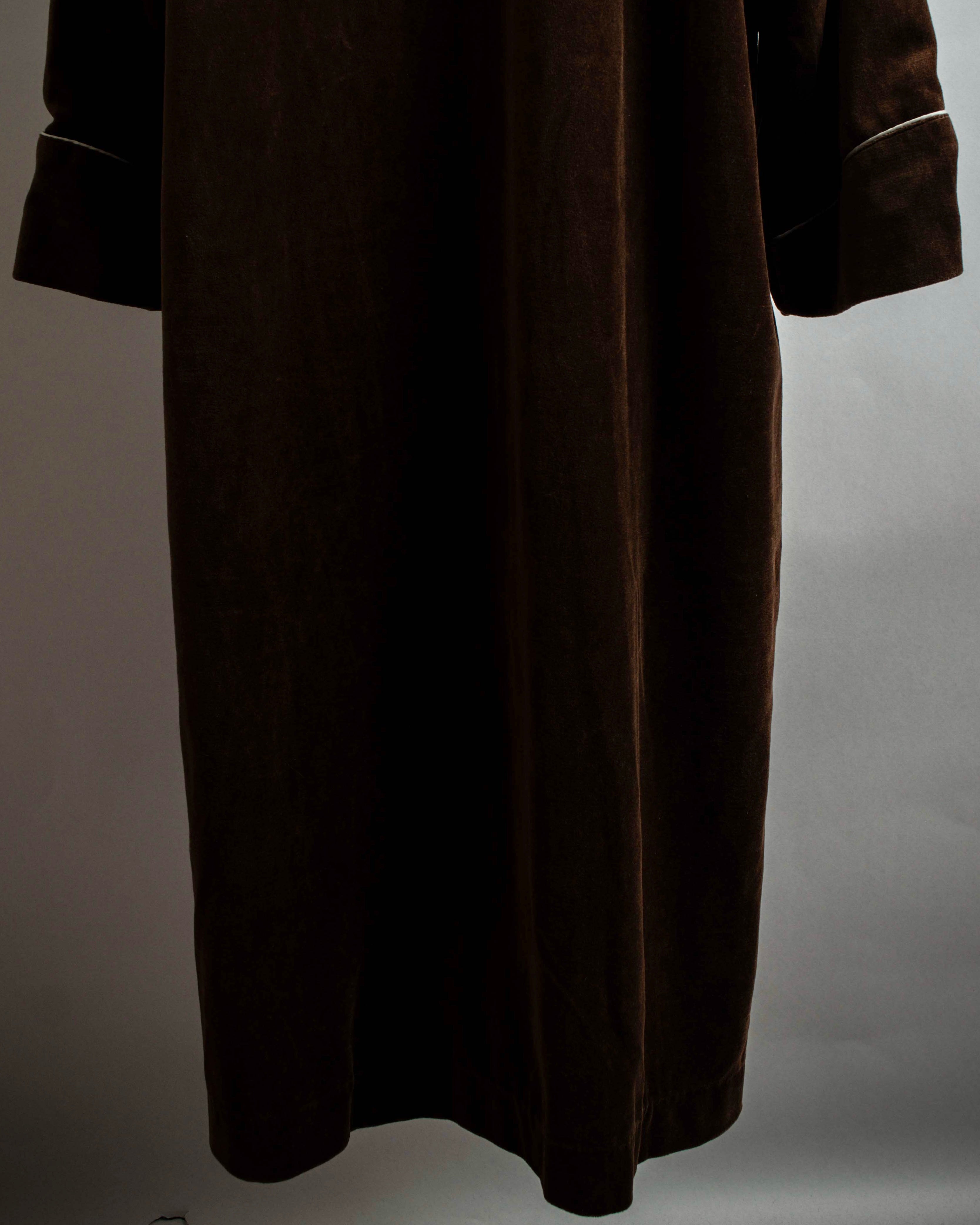 "CELINE" Piping design velour long gown coat