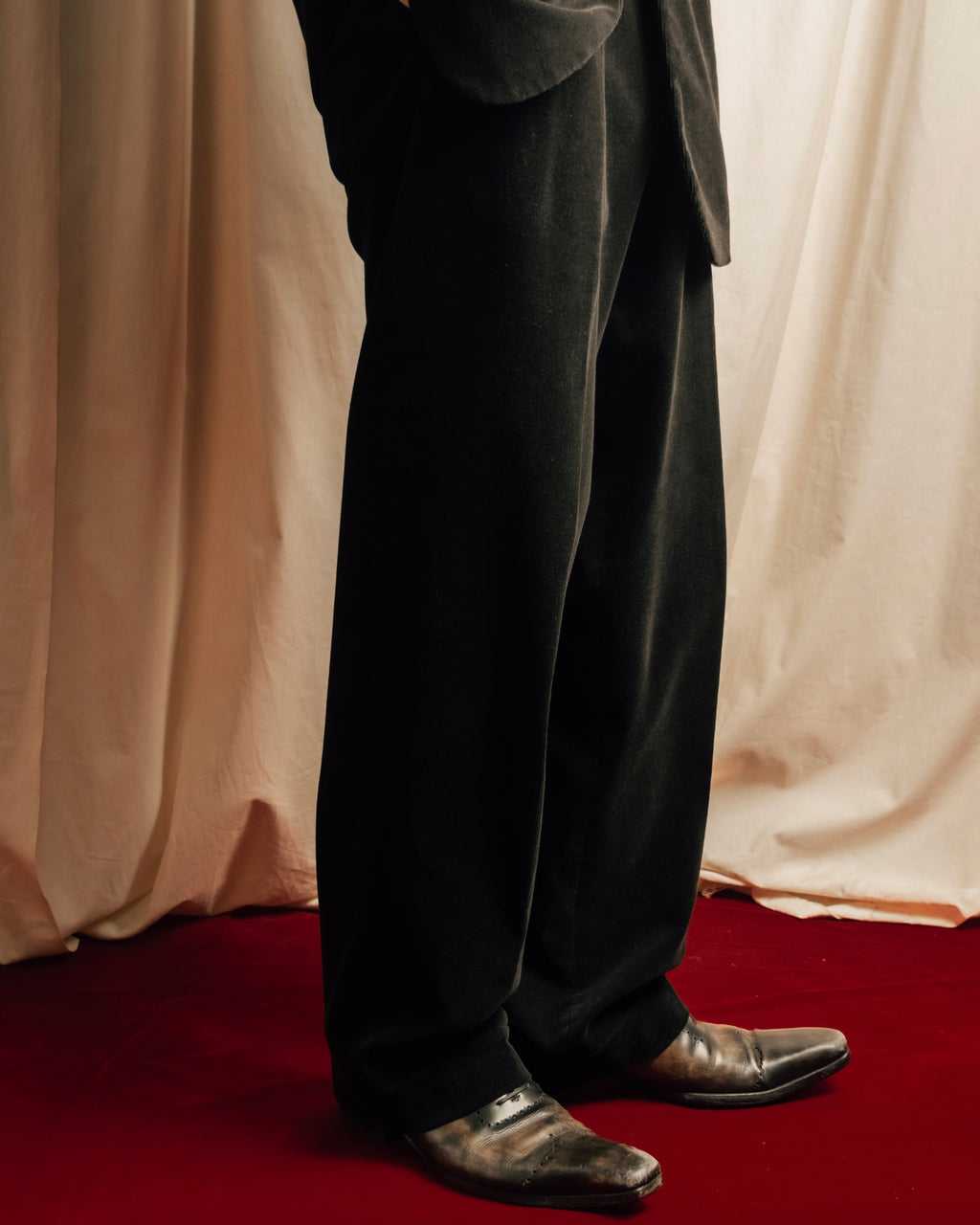 "ARMANI COLLEZIONI" Black corduroy relaxed set up