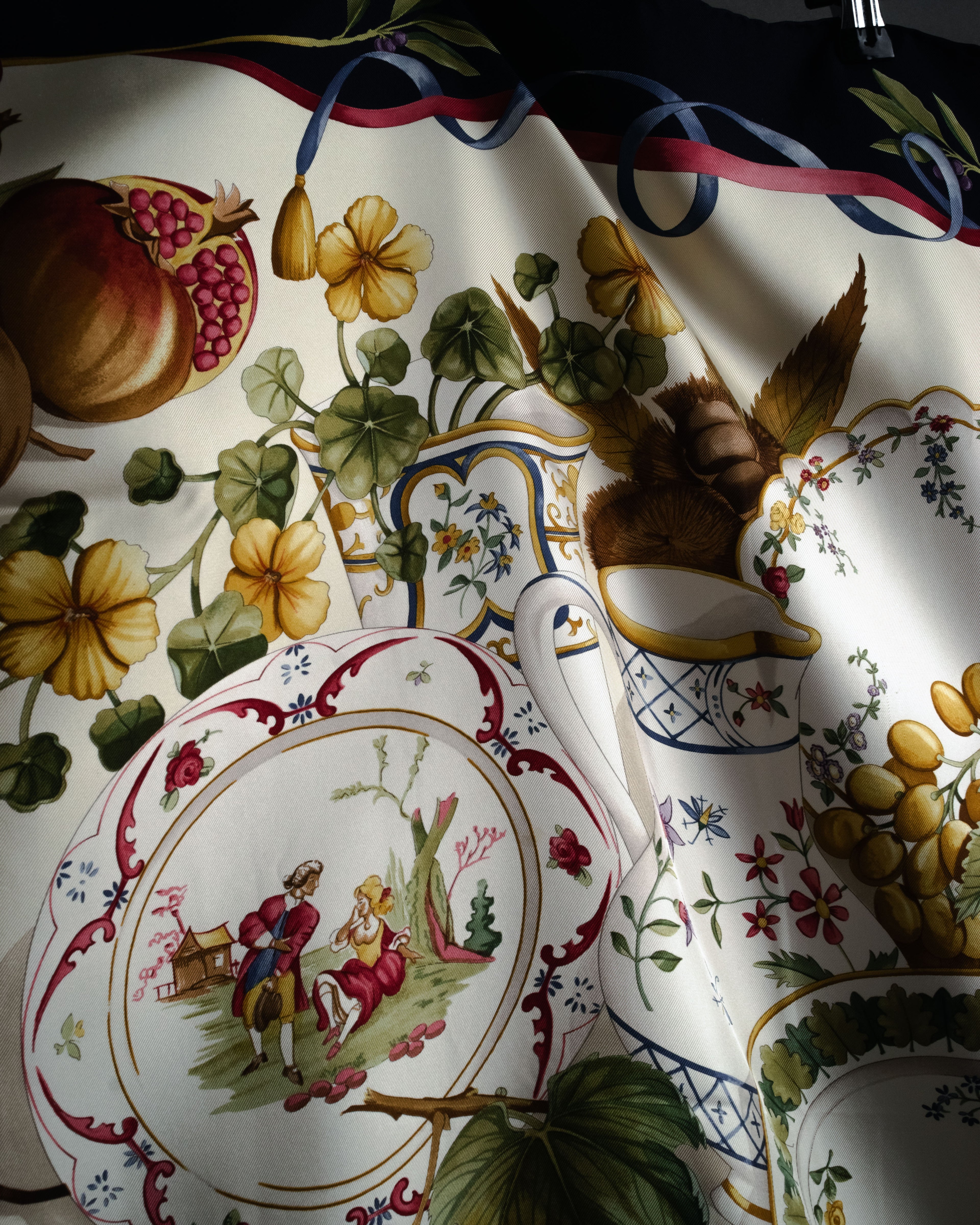 “Salvatore Ferragamo” 90’s Harvest still life silk scarf