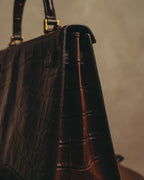 -SPECIAL- "CRISTIAN FLORENCE" 90's-00's Classic crocodile embossed leather structured top handle bag