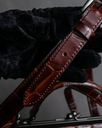 "JEAN PAUL GAULTIER" Logo engraved crocodile embossed 2way leather bag