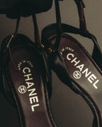 "CHANEL" 90's-00's Bow leather ankle strap sandals