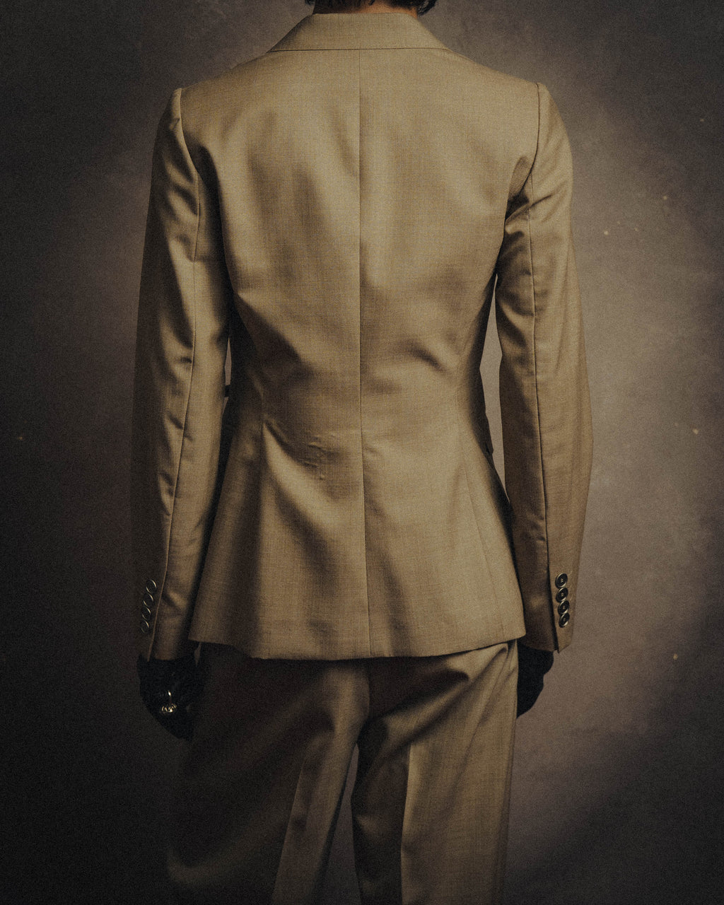 -SPECIAL- "HERMÈS" 90's-00's Wool silk tailored asymmetrical setup suit