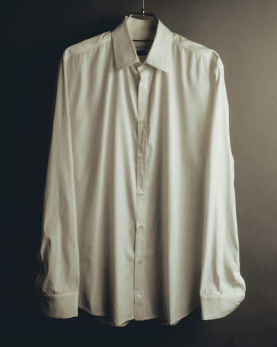 "GUCCI" 10's-20's Minimal ivory dress shirt