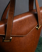 "Salvatore Ferragamo" Gold metal parts brown leather shoulder bag