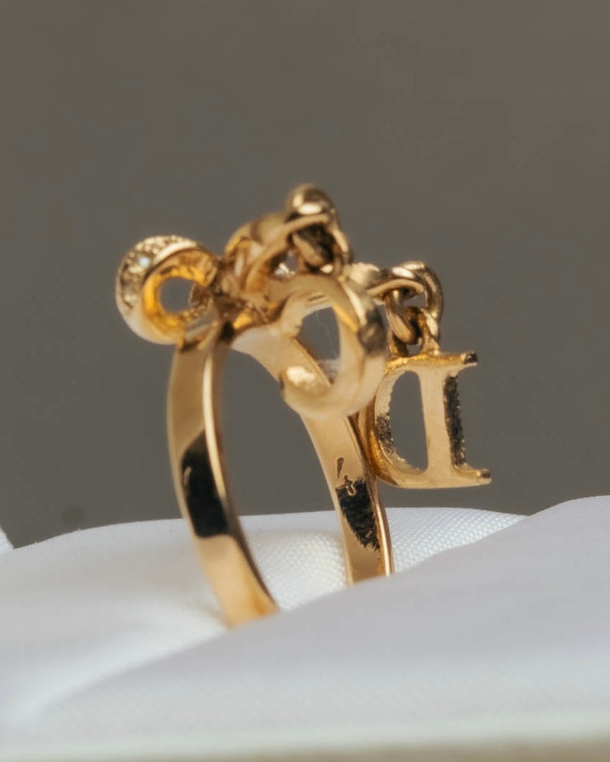 -SPECIAL- “Dior” 00’s-10’s Ribbon CD logo charm ring