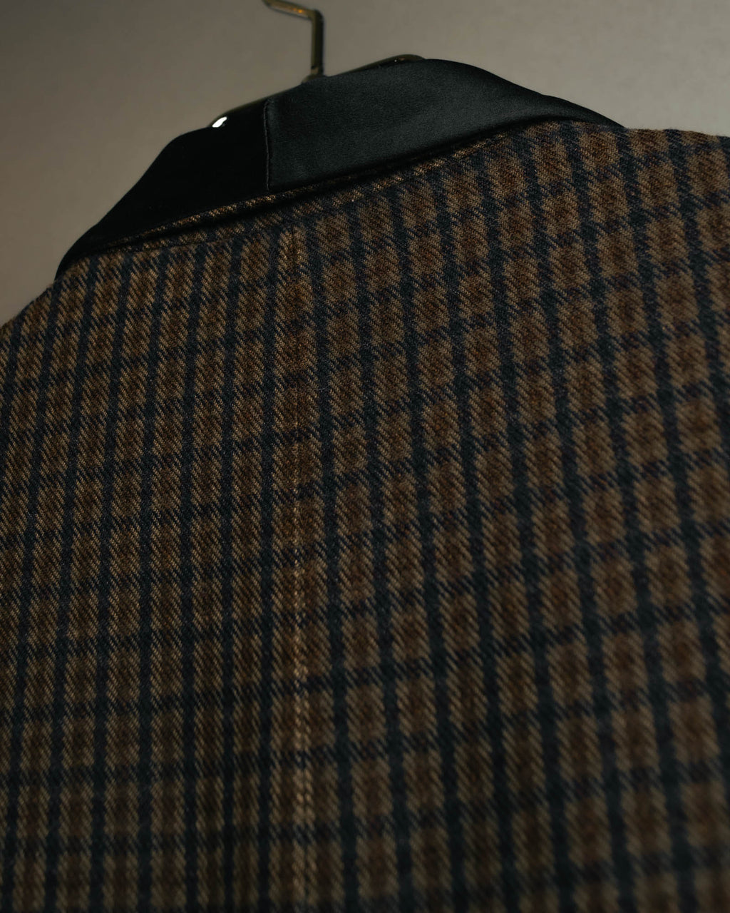 -SPECIAL- "Maison Martin Margiela" 00's Check shawl collar smoking jacket with satin contrast