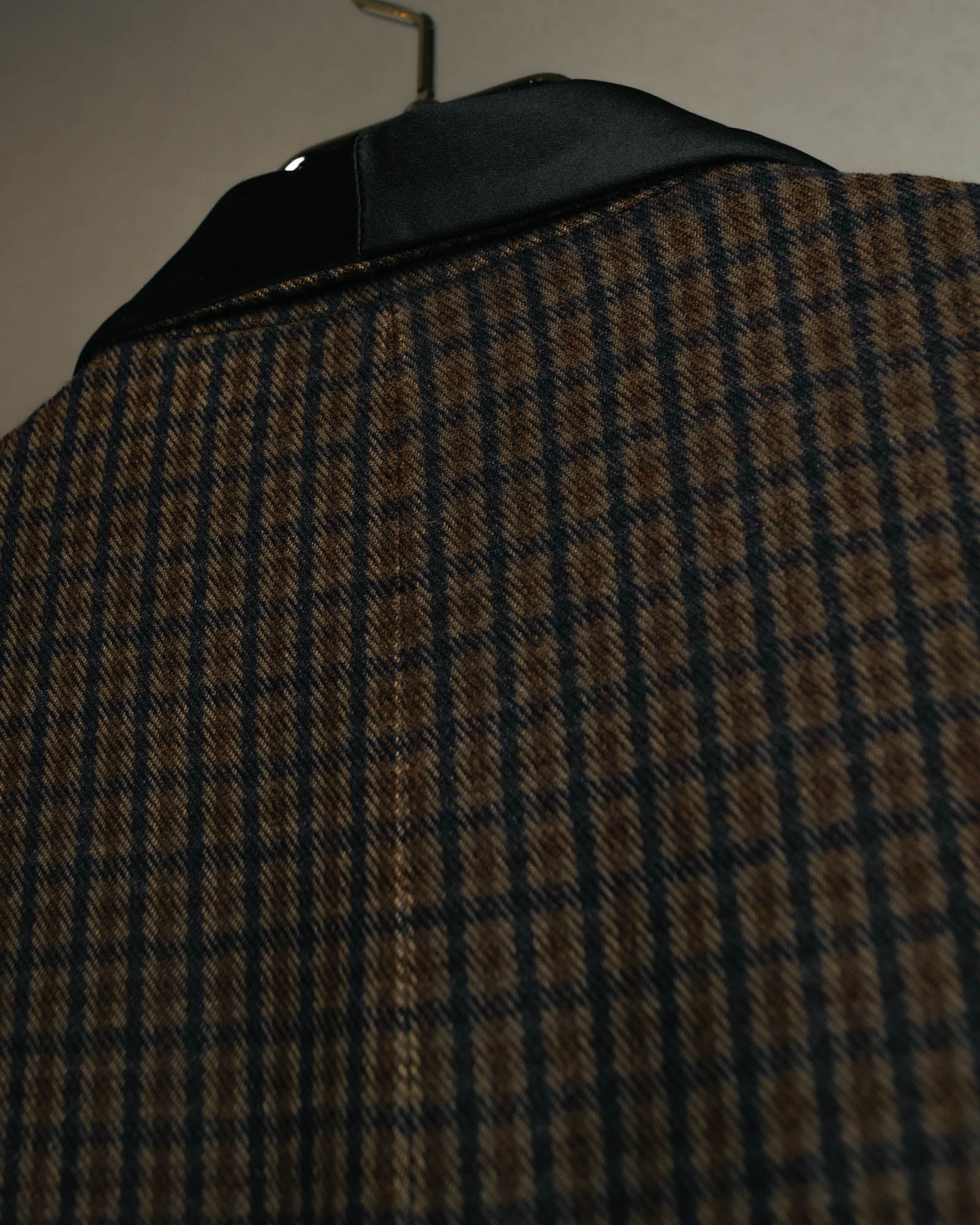 -SPECIAL- "Maison Martin Margiela" 00's Check shawl collar smoking jacket with satin contrast