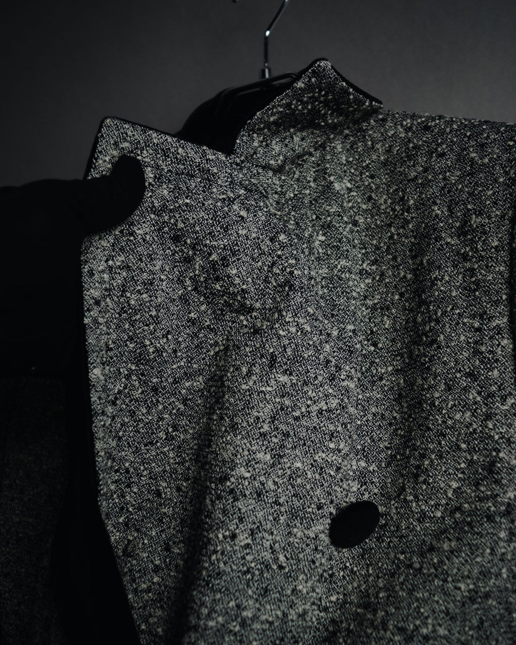 –SPECIAL– "CELINE" 70’s-80’s Classic tweed velvet-collar long coat